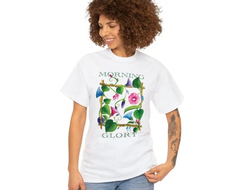 Morning Glory Cotton Tee, Wildflower Garden Art Shirt