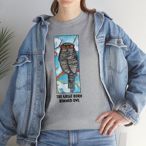 T-shirt en coton épais unisexe pour amateurs de hibou, cadeau chemise hibou, chemise grands espaces, cadeau pour retraité, t-shirt de la faune des campeurs, cadeau pour les amateurs d'oiseaux