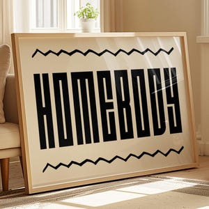 The HOMEBODY Club Wall Print Typography Wall Print Horizontal Wall Art Living Room Prints Modern Printable Wall Art Dorm Room Prints