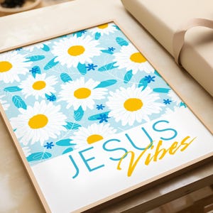 Jesus Vibes Wandkunst Christliches Wohnkultur Florales Christliches Poster Retro Druck Glaubensbasierter Wohnstil Gott ist gut Christliche Affirmation