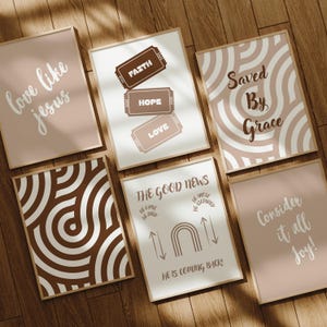 Trendy Christian Wall Art Bundle Brown Printable Gallery Wall Set Home Decor Christian Wall Art Faith Mondern Christian Art Bundle
