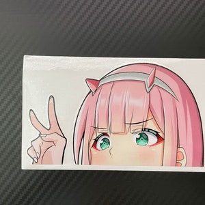 Zero Two Darling in the Franxx Peeker Anime Auto Aufkleber