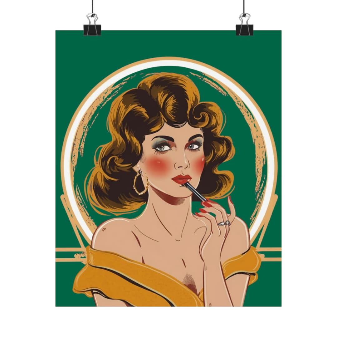 Coquette Woman Poster, Vintage Style Wall Art, Elegant Vanity Wall Art
