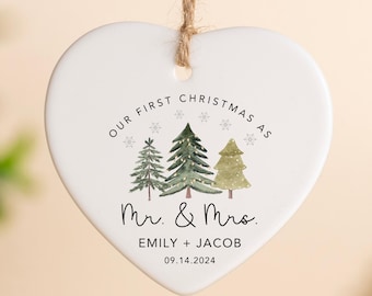 Personalized First Christmas Married Ornament, Married Christmas Ornament, Newlywed Gift, Couple Ornament, Mr & Mrs Ornament, Married Gift
