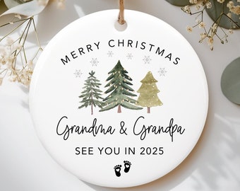 Promoted to Grandparents Ornament, Christmas Ornament, Pregnancy Announcement, Reveal to Grandparents, New Baby Announcement Ornament
