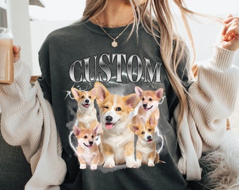 Custom Comfort Colors Dog T Shirt, Custom Photo T-shirt, Retro Dog Shirt, Personalized Pet Shirt, 90s shirt, Custom Picture Shirt