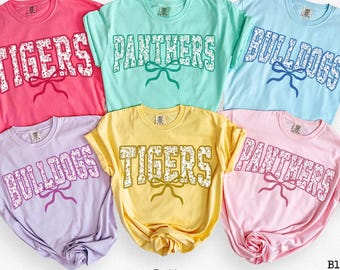 Comfort Colors® Custom School Mascot Shirt, School Logo Tee, Team Mascot Shirt Gift, Custom Name Gifts For Back To School, Custom Sports Tee