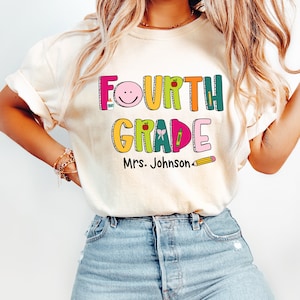 Personalized Teacher Name Grade Sublimation Png, Back To School Png, Teacher Name Custom, Teacher Shirt Png, Digital Download