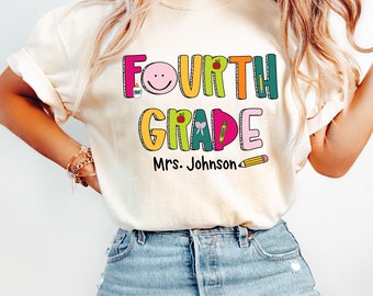 Personalized Teacher Name Grade Sublimation Png, Back To School Png, Teacher Name Custom, Teacher Shirt Png, Digital Download