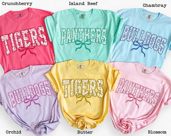 Comfort Colors® Custom School Mascot Shirt, School Logo Tee, Team Mascot Shirt Gift, Custom Name Gifts For Back To School, Custom Sports Tee