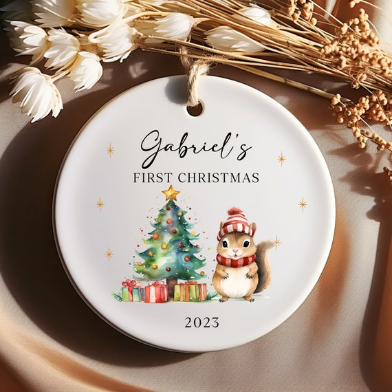 Personalized Baby's First Christmas Ornament, Baby Name Ornament, New Baby Gift, Baby Elephant Ornament, Custom Baby Ornament