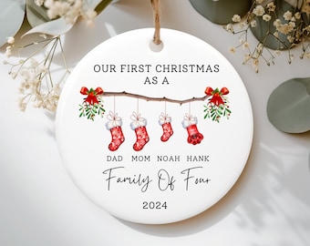 Family Of Four Christmas Ornament, Custom New Family Ornament, Baby&#39;s First Christmas Ornament, Personalized Family Ornament