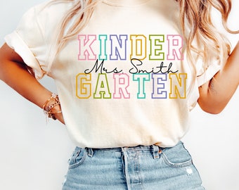 Custom Kindergarten Dream Team Shirt, Comfort Colors Shirt, Kindergarten Team T-shirt,  Personalized Teacher Shirt, Kinder Crew Teacher