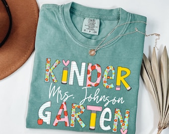 Custom Kindergarten Dream Team Shirt, Comfort Colors Shirt, Kindergarten Team T-shirt,  Personalized Teacher Shirt, Kinder Crew Teacher