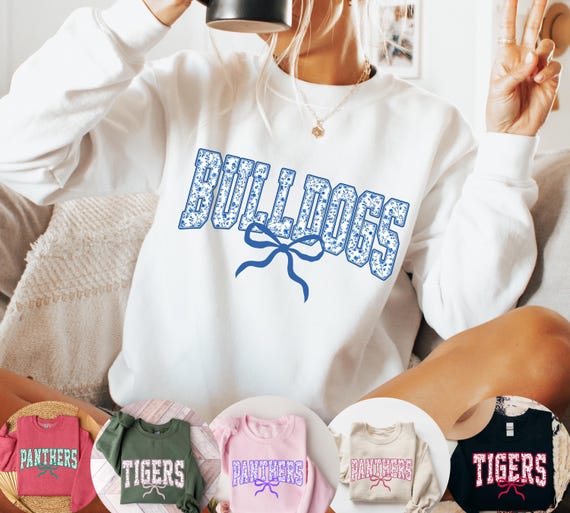 Custom School Mascot Sweatshirt, Personalize Team Spirit Shirt, Game Day Outfit, Cheer Mascot Shirt, Girly Mascot Shirt, Back To School Gift