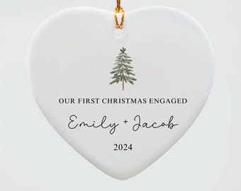 Personalized First Christmas Engaged, Engaged Christmas Ornament, Custom Engagement Keepsake, Engagement Gift, Engagement Announcement
