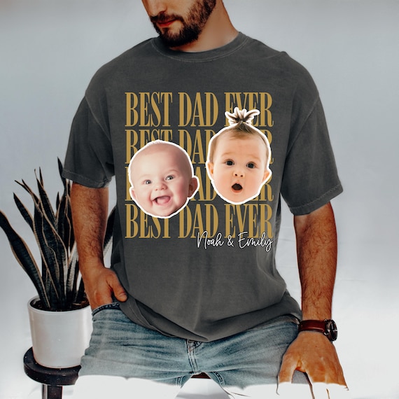 Custom Dad Vintage Photo Shirt: Personalized Fathers Day Shirt With Kids Photo, Funny Dad Shirt, Best Dad Ever Shirt, New Dad Gift
