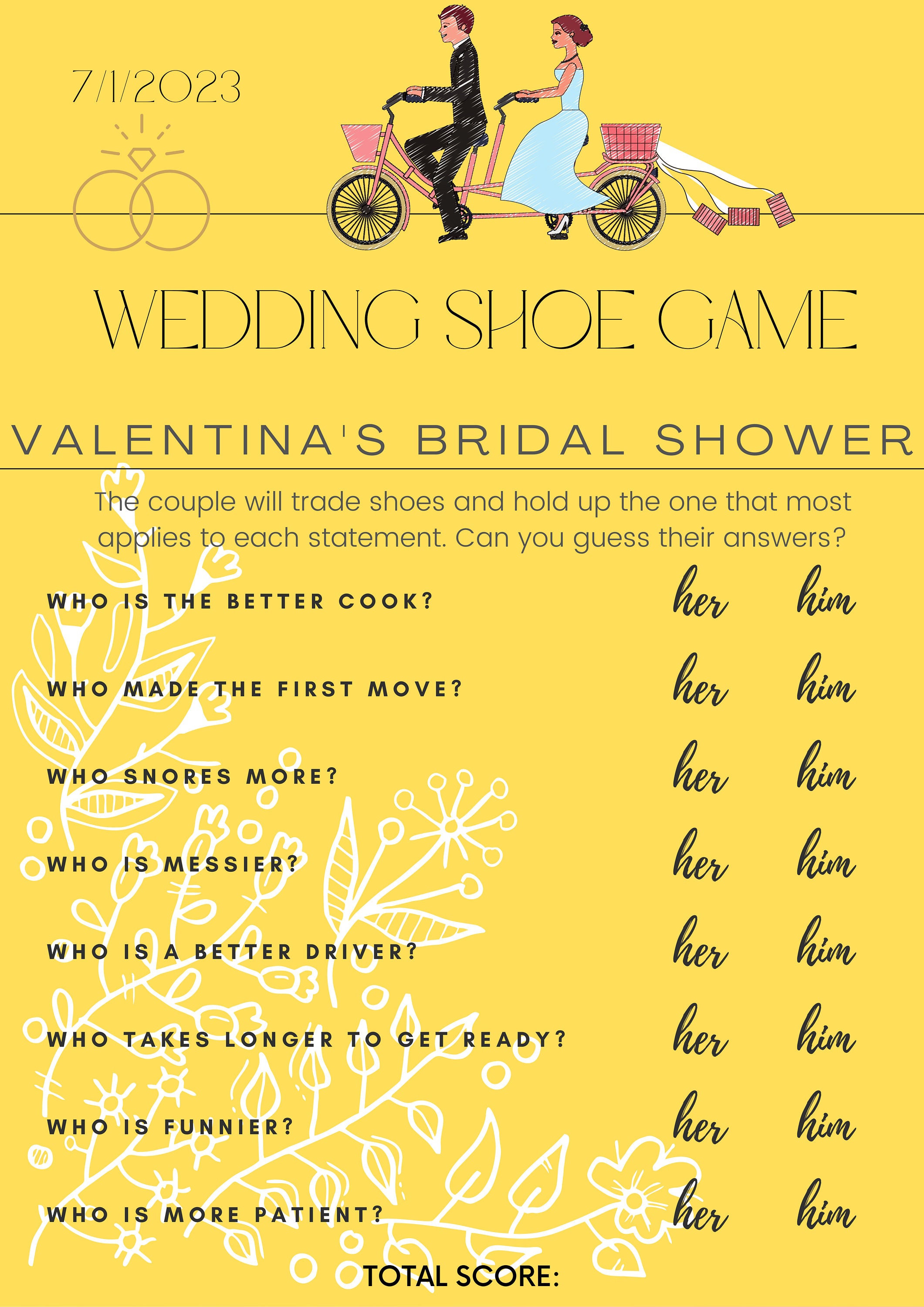 The Wedding Shoe Game Fun Couple Game Boho Bridal Shower Game Couples