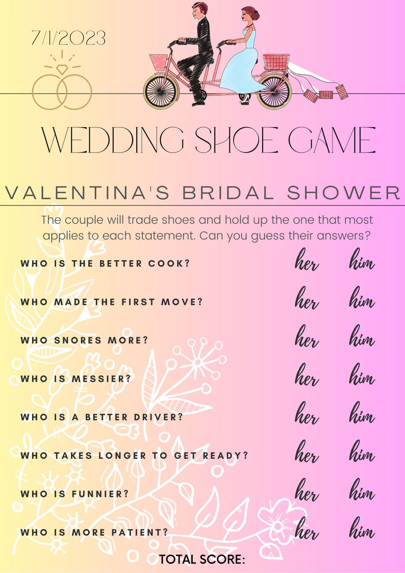 The Wedding Shoe Game Fun Couple Game Boho Bridal Shower Game Couples