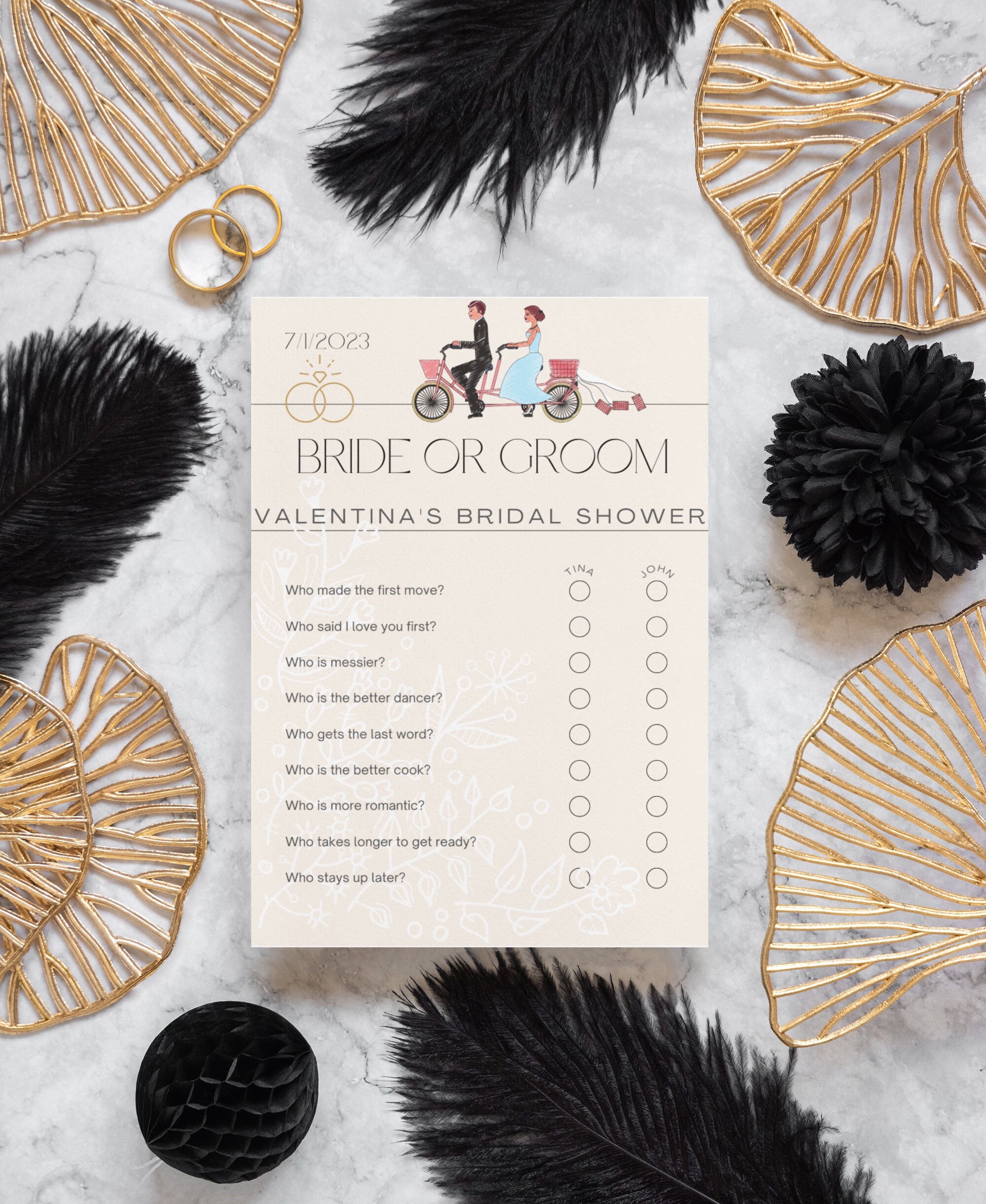 Him or Her Bridal Shower Game Minimalist He Said She Said - Etsy