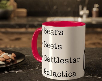 Bears Beets Battlestar Galactica Colorful Mugs, 11oz.  Funny Coffee Mug. Best Friend Gift. TV Coffee Mug.