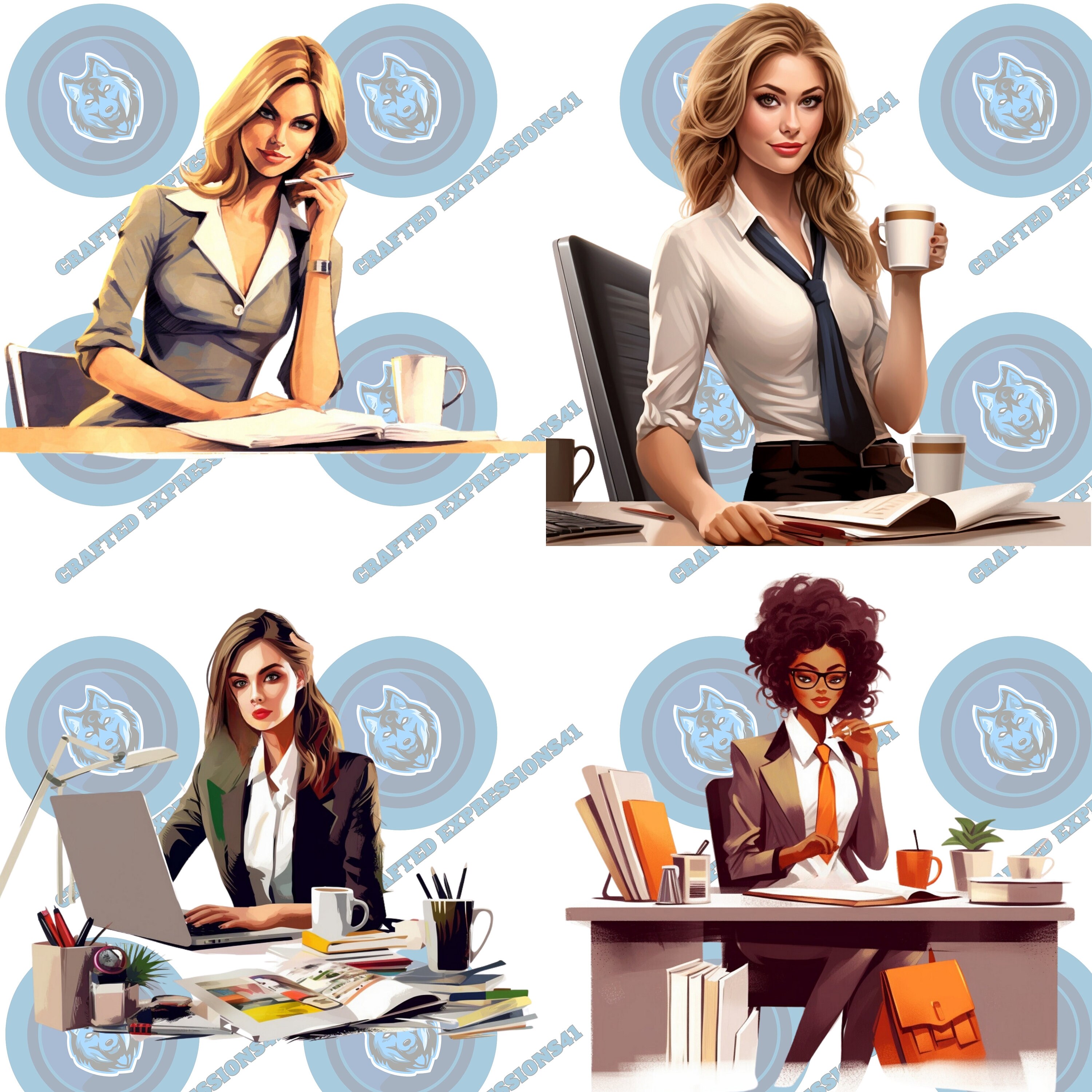 30 Office Lady Clipart Bundle PNG, Digital Download High-quality ...