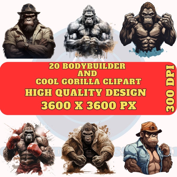 Gym & Gorilla Png: Bodybuilder Shirt Design - Sublimation - High Quality - Instant Download