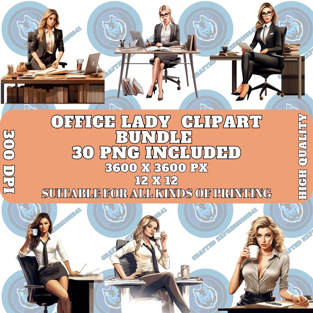30 Office Lady Clipart Bundle PNG, Digital Download High-quality ...