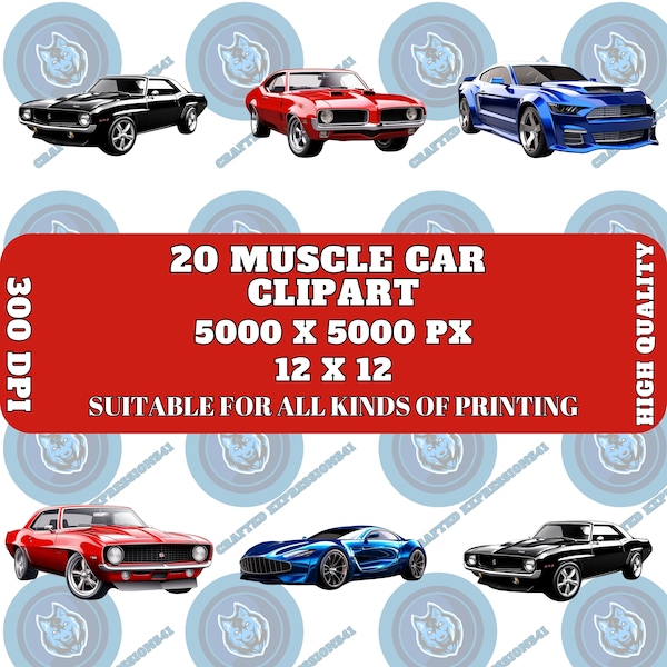 Muscle Machine Clipart - Powerful Car Graphics PNG | Muscular Car Clipart | Strength Vehicle Clipart | Vintage Muscle Car Printable