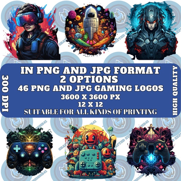 Ultieme gaming-logocollectie voor pc-spelers: 46 unieke cliparts - gaming-logo clipart - instant download - hoge kwaliteit - commercieel gebruik