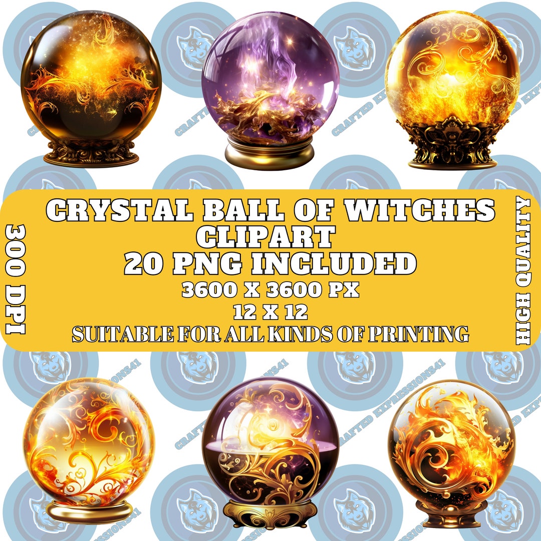 Witches&rsquo; Crystal Ball Gold-footed Design With Ghostly Flames and