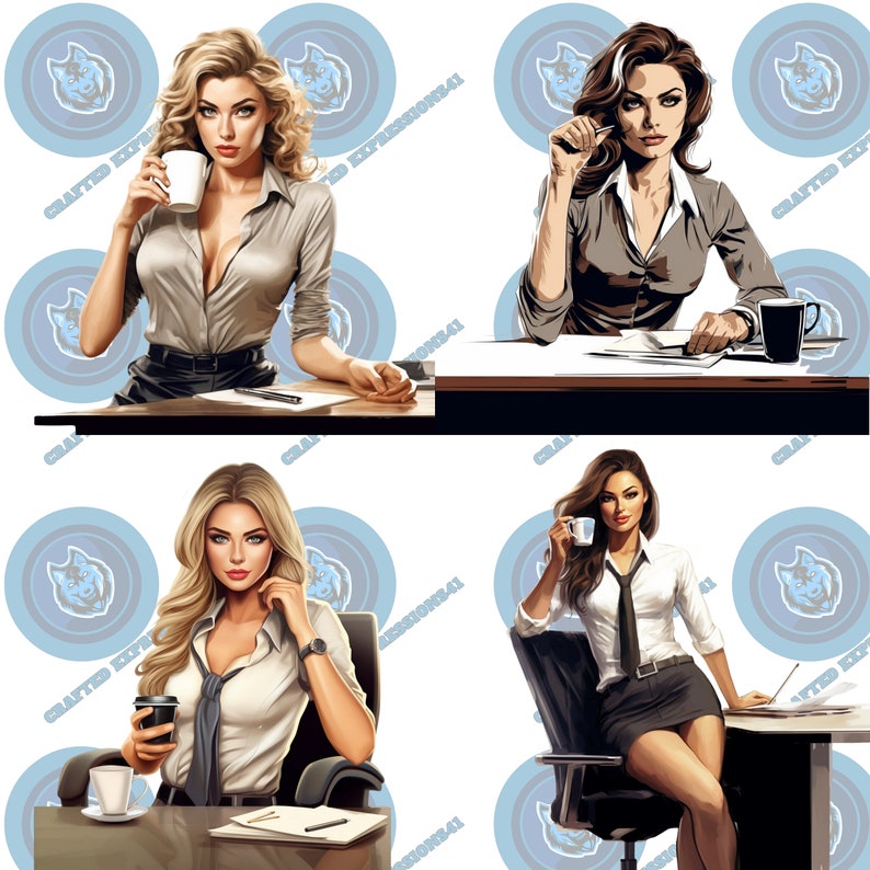30 Office Lady Clipart Bundle PNG, Digital Download High-quality ...