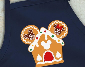 Gingerbread House Apron, Christmas Apron, Mickey Ears Apron, Disney Gingerbread, Merry Xmas Gift, Cookies Apron, Cute Bakery Apron