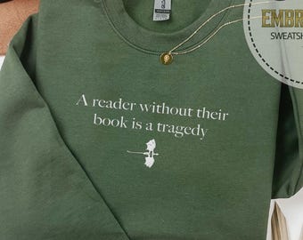 Embroidered Book Tragedy Hoodie, Fourth Wing Crewneck, Dragon Rider Sweatshirt, Basgiath Embroidery, Romantasy Reader Vibes, Bookish Gift
