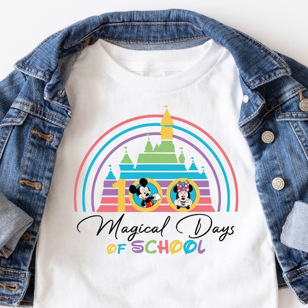 100 Magical Days Of School T-shirt, Disney Shirt, Mickey Mouse Shirt, School Shirt, 100th Days Celebration, Teacher Shirt, Minnie Mouse Tee