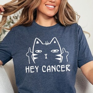 Cancer Middle Finger Shirt, Hey Cancer Tee, Cancer Survivor, Cancer Fighting Cat, Sarcastic Cancer Tee, Shirt, Motivational Shirt, Support