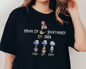 Mama Of Nightmares T-shirt, Custom Mama Shirt, Mothers Day Tee, Disney Mommy Tee, Personalized Mom Tee, Kids Name Shirt, Custom Name Shirt