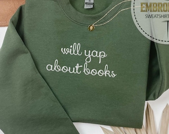 Embroidered Book Lover Hoodie, Cozy Reading Sweatshirt, Book Club Style, Script Embroidery, Bibliophile Gift, Teacher Appreciation Gift