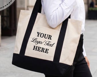 Custom Embroidered Logo Tote Bag | Personalized Business Gift Canvas Shopper | Corporate Bulk Order, Bridesmaid Wedding Name Bag Eco Totes