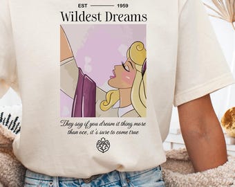 Camiseta Aurora de la Bella Durmiente, camiseta Sueños Salvajes, camiseta de princesa vintage de 1959, regalo para niña de cuento de hadas, inspirada en Disney, camiseta Sueños Salvajes