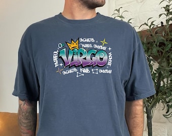Comfort Colors Zodiac Airbrush Shirt, Horoscope Tee, Astrology Star Sign Birthday Gift, Celestial Graphic T-shirt,  Astrology Shirt
