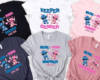Custom Gender Reveal Shirt, Disney Stitch Angel Tee, Keeper Of The Gender, Boy or Girl Pregnancy, Baby Shower Tshirt, New Mom Shirt
