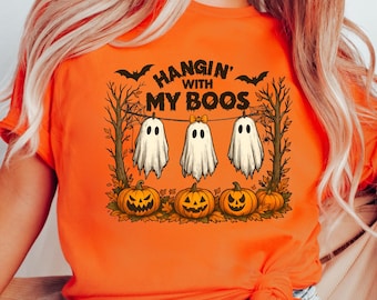 Hangin With My Boos T-shirt, Halloween Shirt, Ghost Shirt, Sarcastic Halloween, Mom Life Shirt, Gift For Mama, Fall Tee, Gift For Her