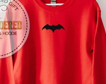 Embroidered Bat Sweatshirt, Gothic Bat Hoodie, Creepy Bat Sweater, Retro Halloween Hoodie, Spooky Bat Sweatshirt, Cozy Fall Halloween Gift