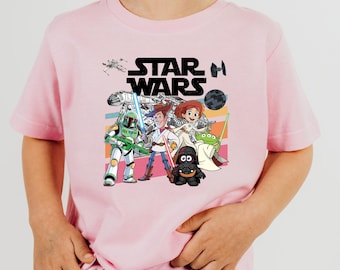 Pixar Woody Jessie Star Wars Kids Shirt, Disney Mashup T-shirt, Toy Story Friends Tee, Buzz Lightyear Graphic Shirt, Starwars Family Gift