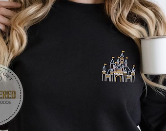 Disneyland Castle Hoodie, Colorful Fantasy Sweatshirt, Magical Kingdom Outfit, Cozy Disney Fan Gift, Embroidered Magical Sweatshirt