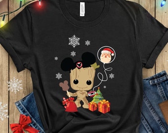 Christmas T-shirt, Baby Groot T-shirt, Vintage Shirt, Disney Shirt, Funny Groot Shirt, Christmas Trip Shirt, Xmas Shirt, Disney Groot Shirt
