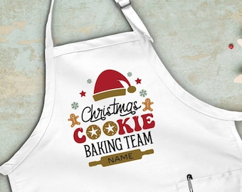 Baking Team Apron, Christmas Apron, Cookie Crew Apron, Custom Xmas Apron, Personalized Apron, Kitchen Gifts, Cookie Apron, Family Cooking