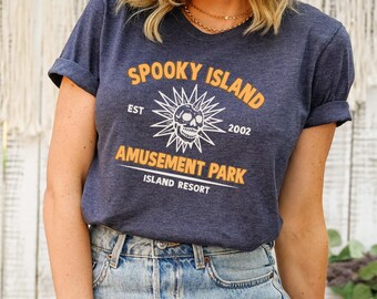 Spooky Island Skull Amusement Park T-shirt, Retro 2000s Halloween Tee, Gothic Skull Graphic Shirt, Spooky Horror Gift For Him, Est 2002 Tee