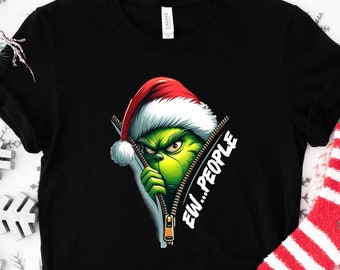 Ew People Baby Tee, Grinchmas Tank Top, Funny Christmas Crop Top, Merry Grinchmas Tee, Winter Season Baby Tee, New Year Party Gifts, S538